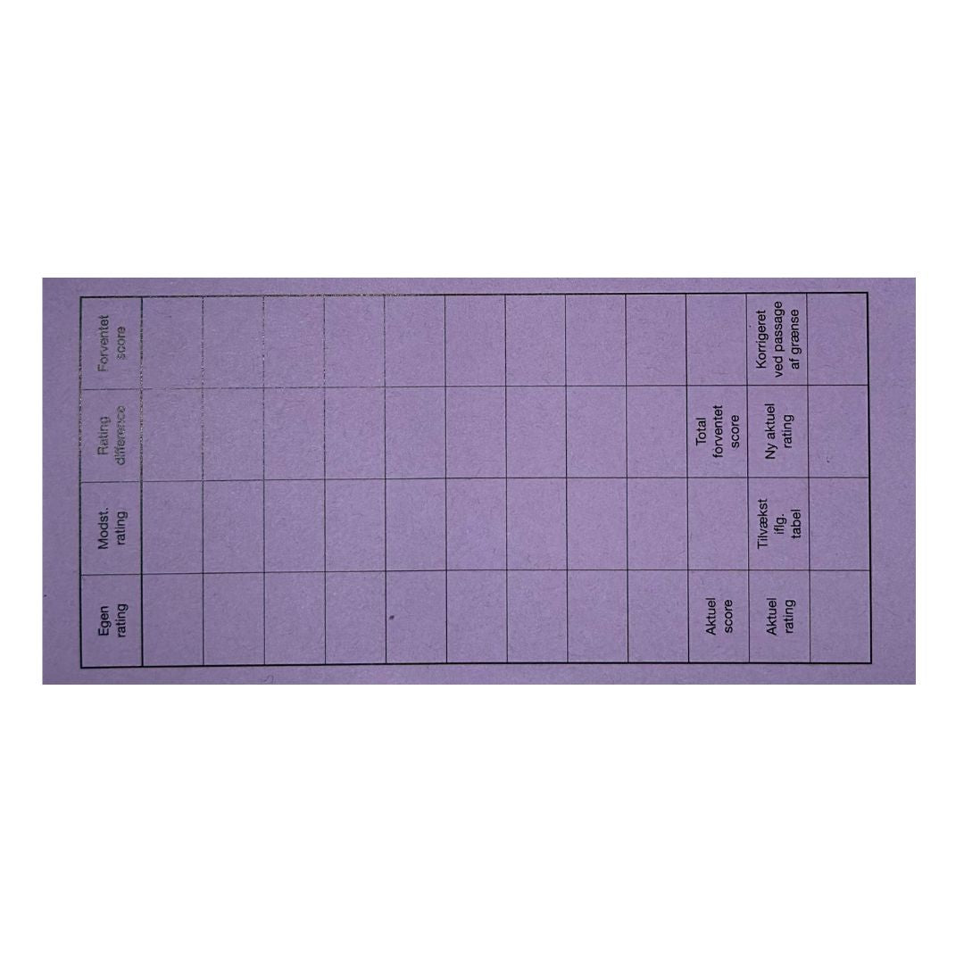 bagside af rundekort fra dansk skaksalg, der kan bruges til at lægge en skakturnering i formatet monrad her i farven lilla