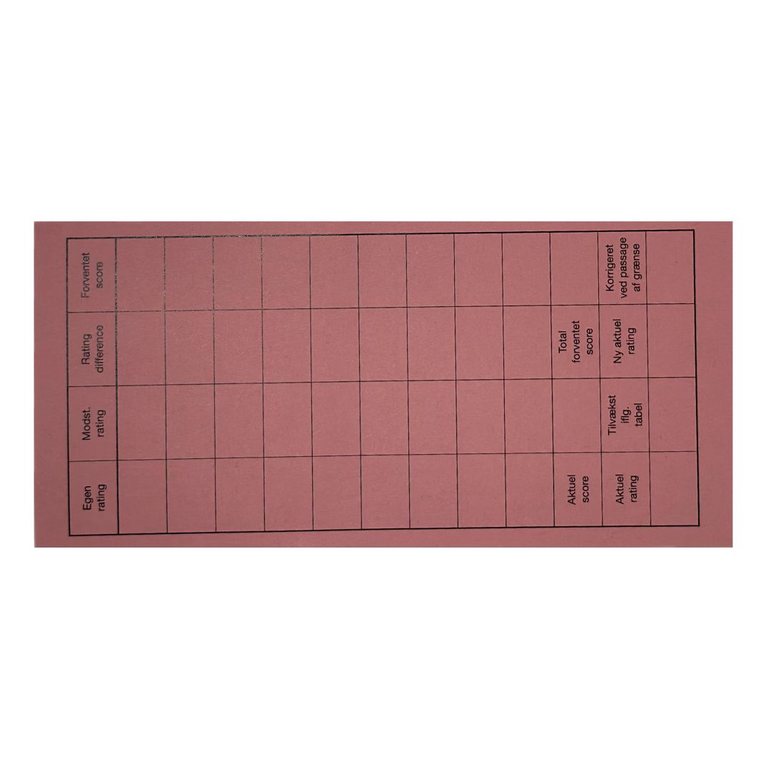 bagside af rundekort fra dansk skaksalg, der kan bruges til at lægge en skakturnering i formatet monrad her i farven lyserød