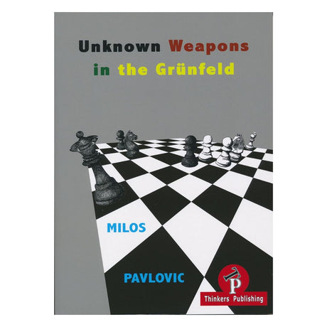 Forsiden af bogen "The Modernized Grunfeld Defence" af GM Milos Pavlovic med et repertoire til sort mod 1.d4.