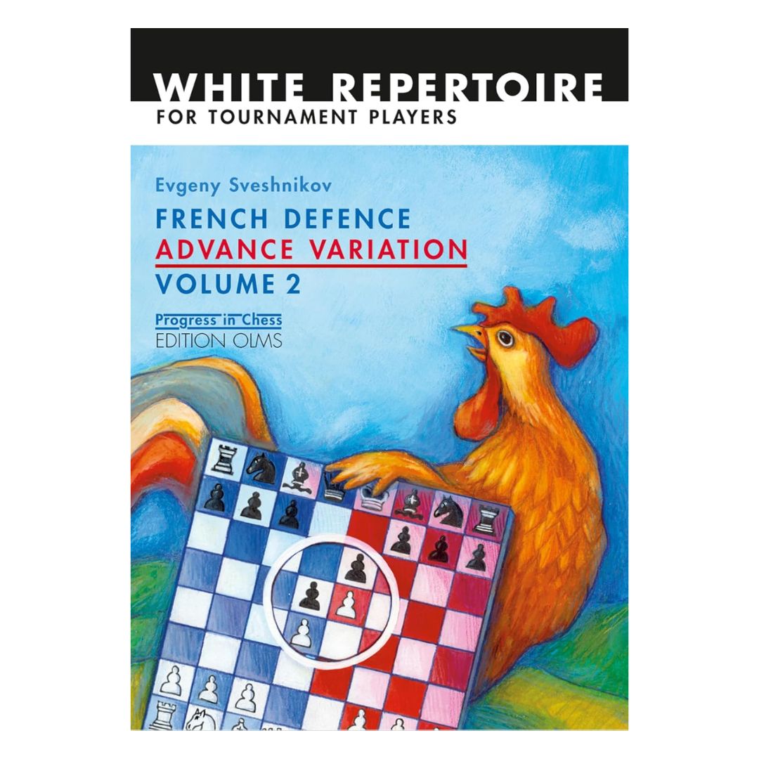 Forside til skakbog skrevet af evgeny sveshnikov om advance variation af fransk forsvar