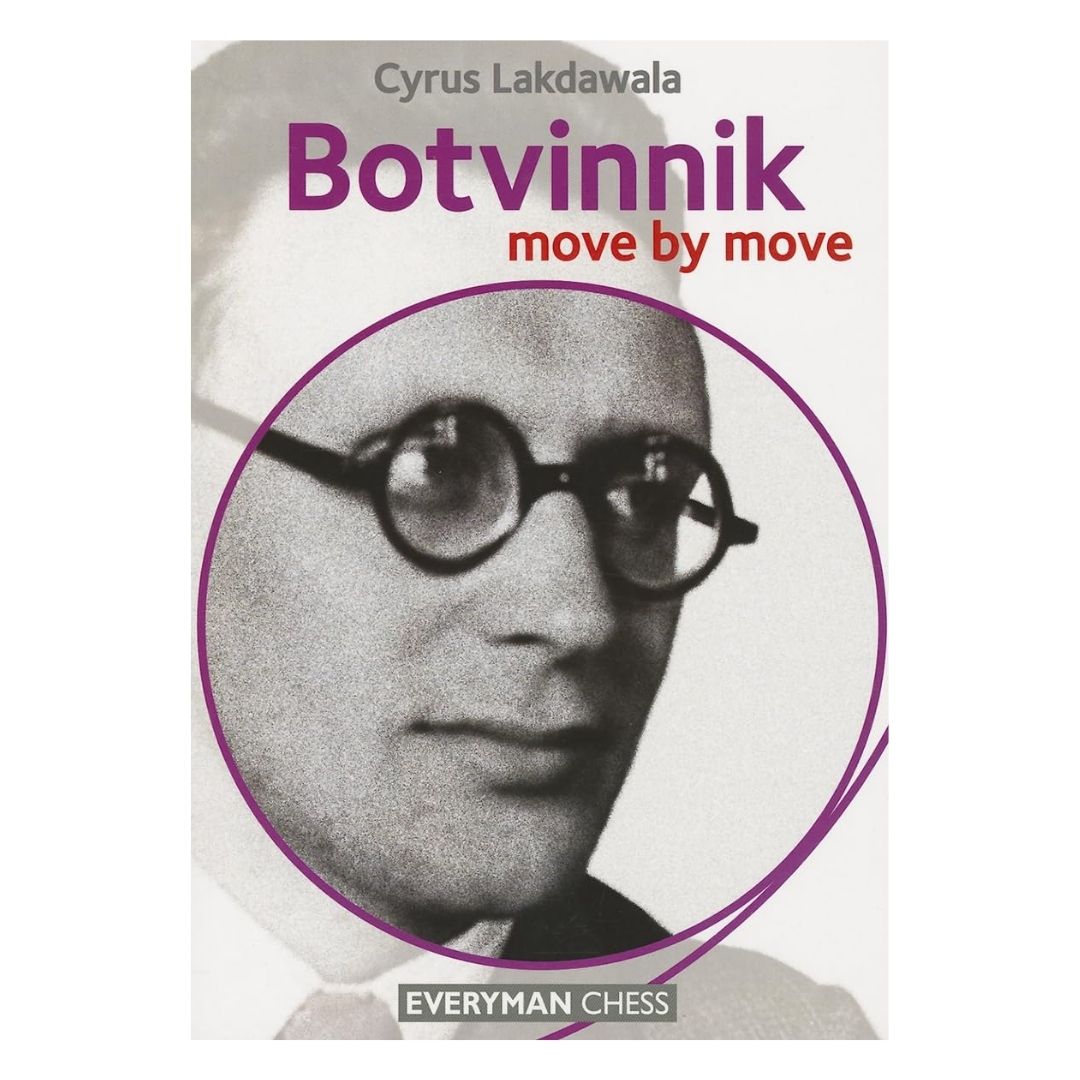 Forside på skakbogen Botvinnik move by move, der handler om den sovietiske tredobbelte verdensmester og hans spillestil