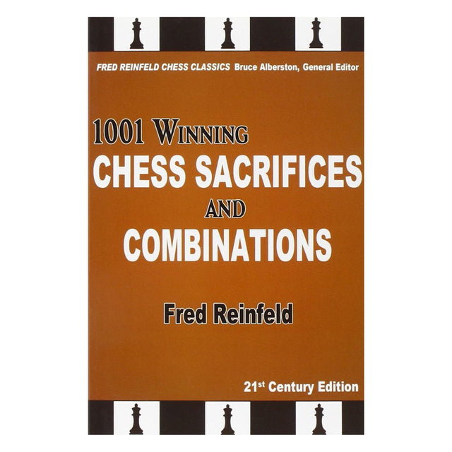 Forside af "1001 Winning Chess Sacrifices and Combinations" af Fred Reinfeld – en guide til taktiske skakmønstre.