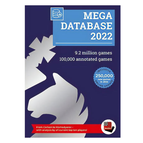 Mega Database 2022 er en dvd med over ni millioner skakpartier hvoraf 100000 af dem er annoteret af stormestre bl.a. Magnus Carlsen og Mamodyarov