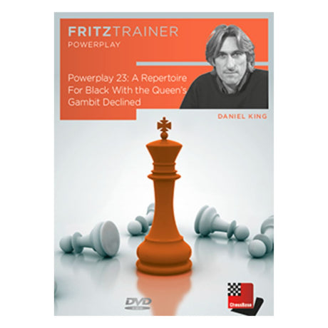 Et flot omslag for en dvd Powerplay 23 et repertoire for hvid med afvist dronninggambit