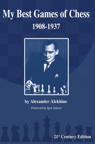 Forside af "Alexander Alekhine – My Best Games of Chess 1908-1937" – en klassisk partisamling i moderne udgave.