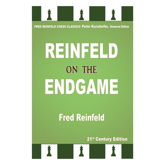 Forside af "Reinfeld on the Endgame" – en guide til overgangsfaser mellem midtspil og slutspil i skak.