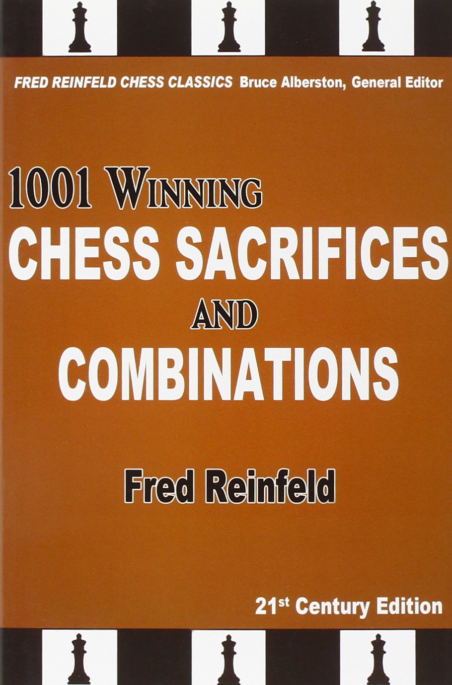 Forside af "1001 Winning Chess Sacrifices and Combinations" af Fred Reinfeld – en guide til taktiske skakmønstre.