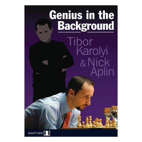 Genius in the background er en skakbog med lilla omslag og Topalov på forsiden