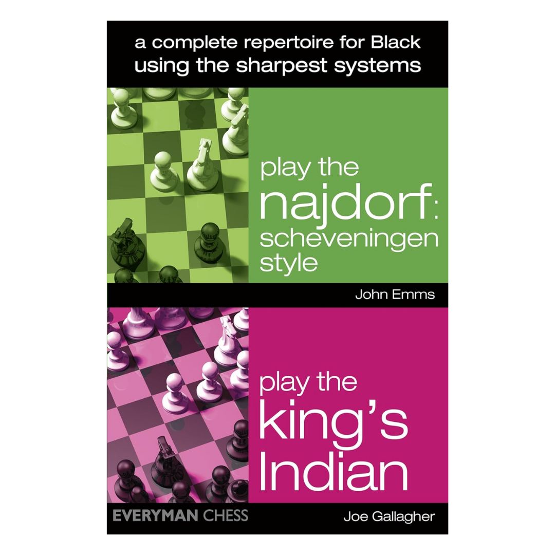Forside af “Play the Najdorf / Play the King's Indian” – en åbningsbog med to sorte repertoirer i én samlet udgivelse.