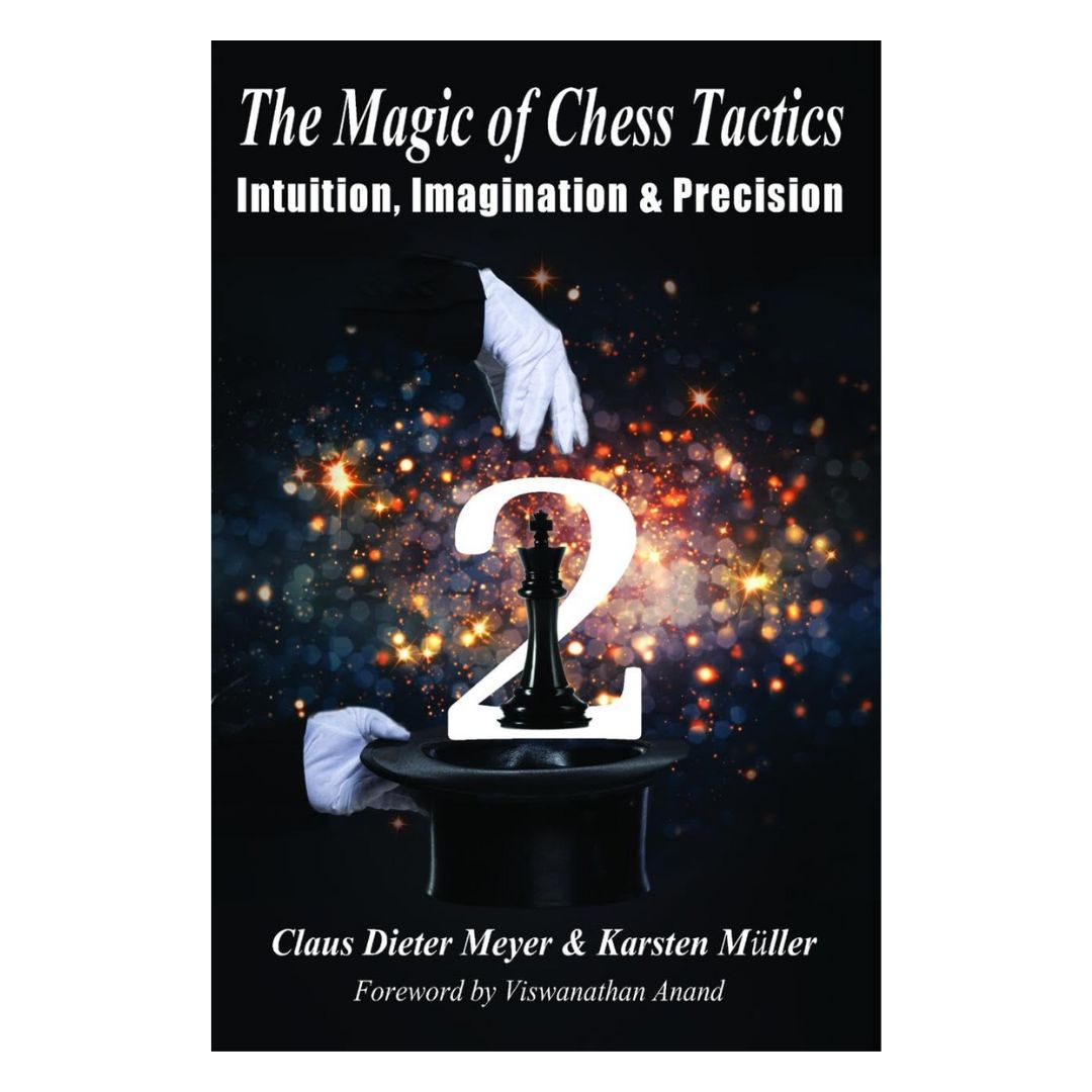 Forsiden af The Magic of Chess Tactics – Volume 2, en taktisk skakbog af Meyer og Müller for øvede og turneringsspillere.