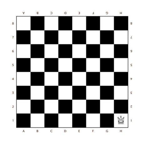 Gulvfolie med til gigantskak med Dansk Skoleskaks logo placeret på det hvide H1-felt