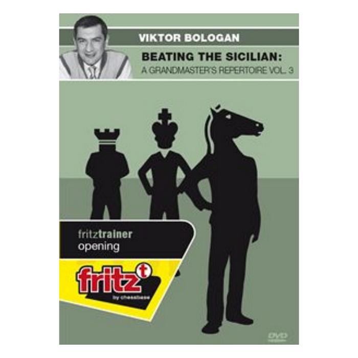 Coveret til skak-dvd'en Beating the Sicilian: Grandmaster Bologan's Repertoire Vol. 3 udgivet af ChessBase, med et billede af stormester Viktor Bologan.