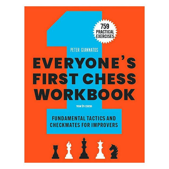 Omslag til skakbogen Everyone's First Chess Workbook af forfatter Peter Giannatos, udgivet af New In Chess.
