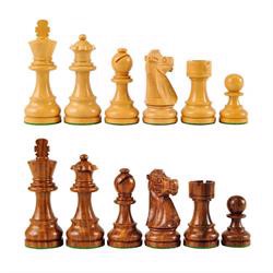 Brune luksus skakbrikker med fransk springer. Klassiske staunton skakbrikker i træ.